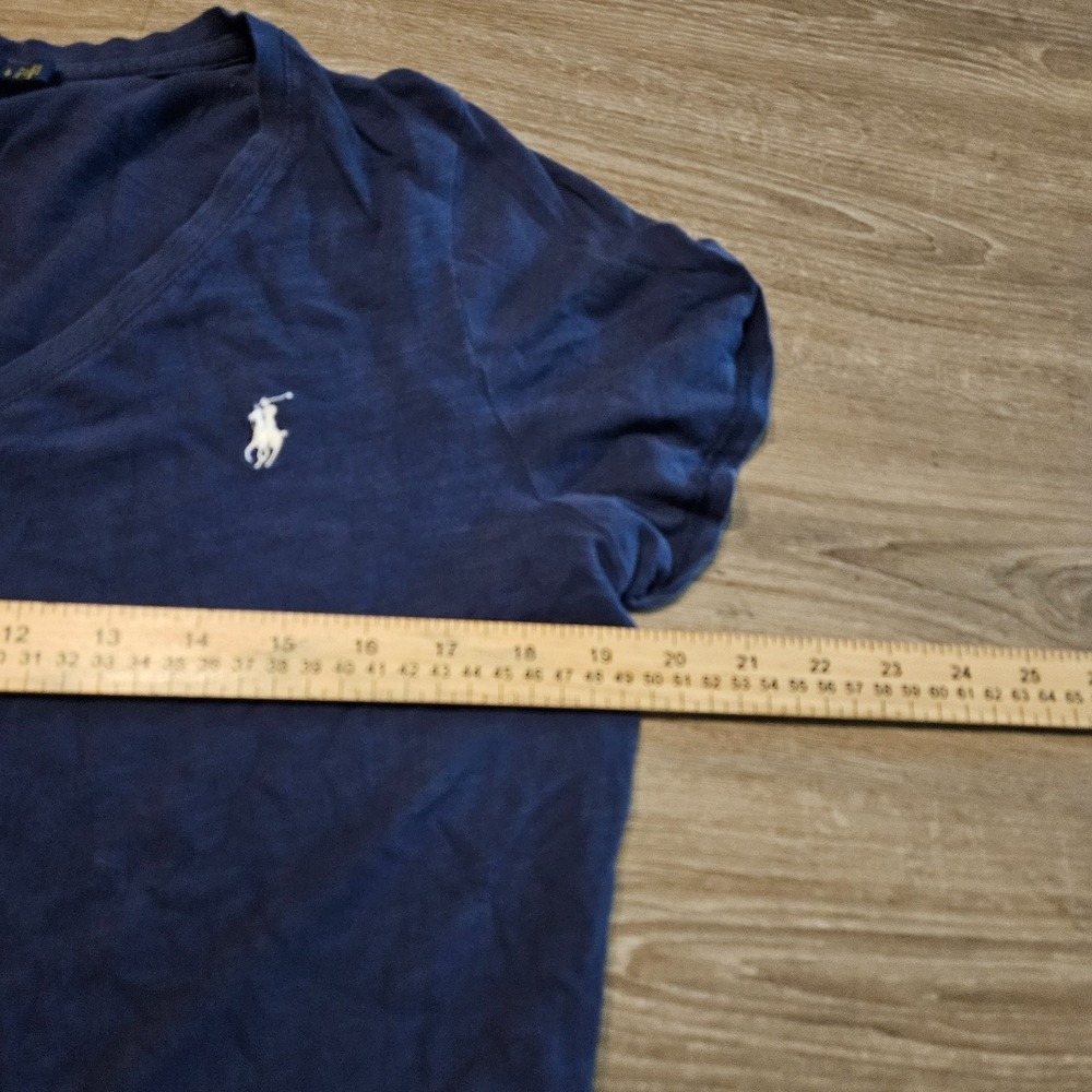 Polo Ralph Lauren Womens Large Blue V Neck Pony Logo Short Sleeve Tee Shirt - Picture 6 of 8
